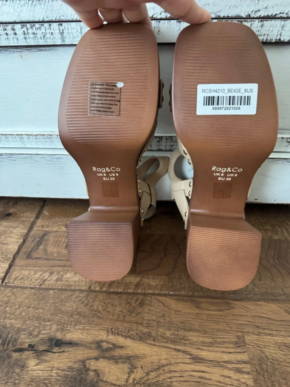 NWT Rag & Co Cristina Cross Strap Embellished Leather Platform Heels Size 8